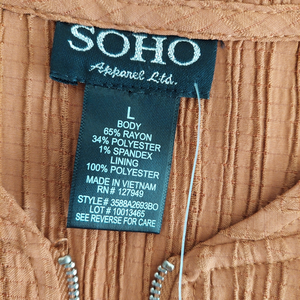 NWT Soho Apparel Rust Crinkle Textured Bomber Jacket - Large - Picture 2 of 5